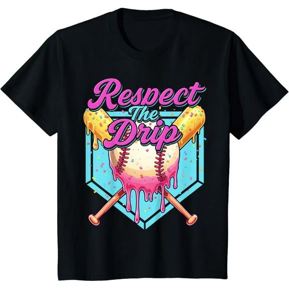 Baseball Drip Boys Home Plate Youth sports Respect The Drip T-Shirt