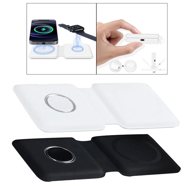 Inalámbrico 2 en un de 2 Piezas, Almohadilla de Carga Rápida de 15W Max para Hugo Dispositivo de carga plegable