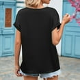 thumbnail image 6 of Women's Lace Crochet Trim V Neck Short Sleeve Shirt Colorblock Blouse Top Summer Casual Comfy Tunics Loose Fit Tshirts, 6 of 7