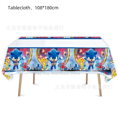 New Sonics Birthday Party Decorations Kids Party Supplies Paper Cups Tablecloth Cake Toppers Backdrop Baby Shower Decoration