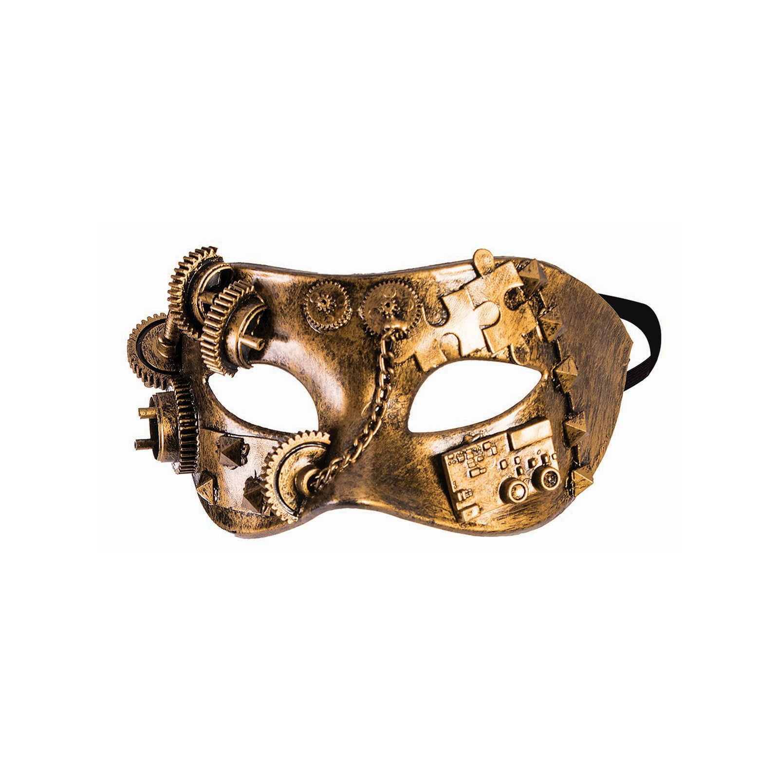 Steampunk Gold Cat Mask Masquerade Halloween Costume Eye Face Gears Goggles 