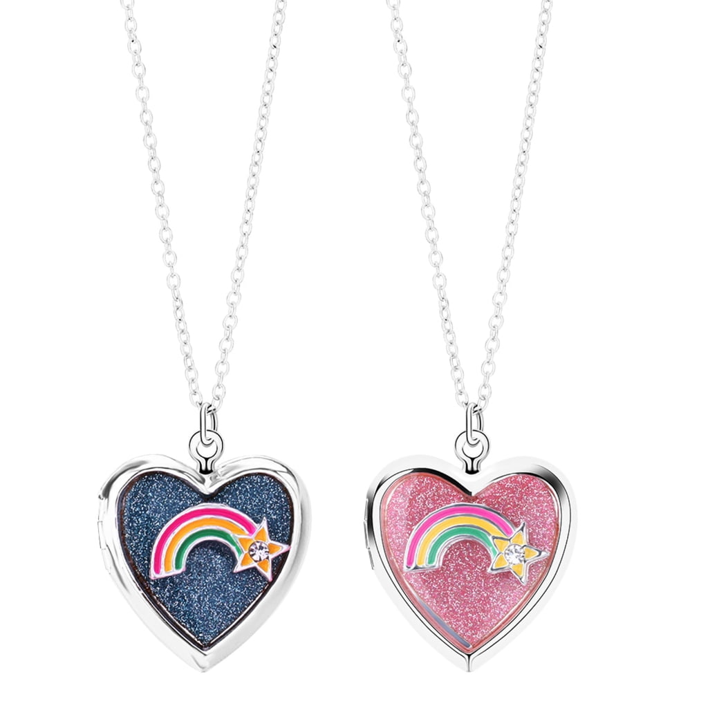 Sardfxul Personalized Photo Lockets Necklace Hold Picture Love Heart Rainbow Necklaces Romantic Fancy Jewelry Valentines Present