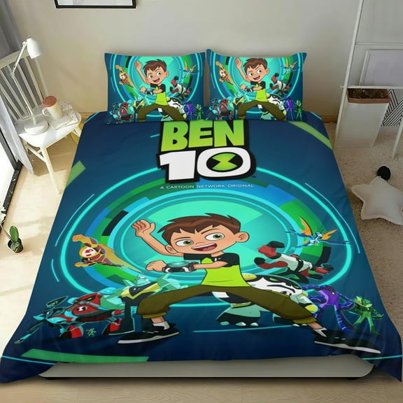 3 Piece Bedding Set For Ben 10 Duvet Cover Sets Comforter Cover Set Cute Super Soft Teens Bedding Set Kids Bedroom Gifts,1 Duvet Cover with 2 Pillowcases Twin