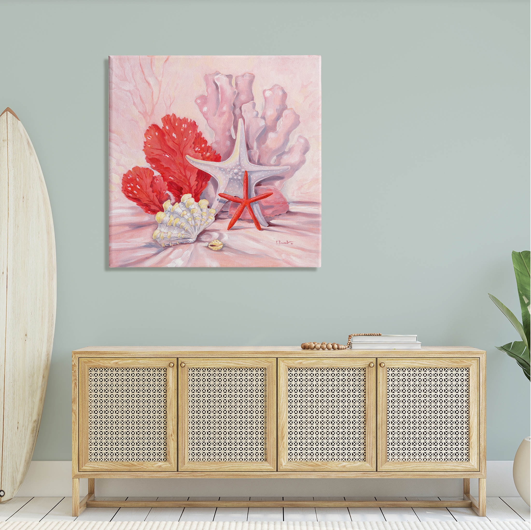 Stupell Industries Pink Shells Coral Still Life Painting Gallery Wrapped Canvas Print Wall Art, Design by Paul Brent