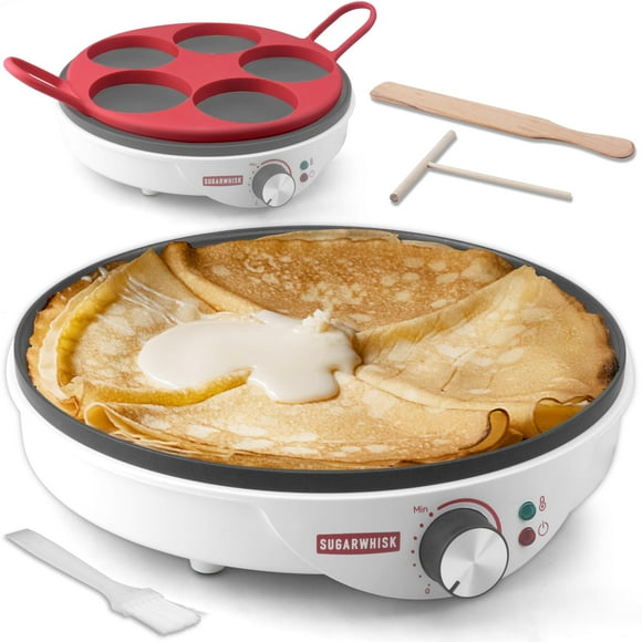 Batidor eléctrico para hacer crepes, 30 cm, con moldes de silicona de 5 x 10 cm