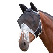 Shires Equestrian Fine Mesh Fly Mask with Nose Fringe Blk COB