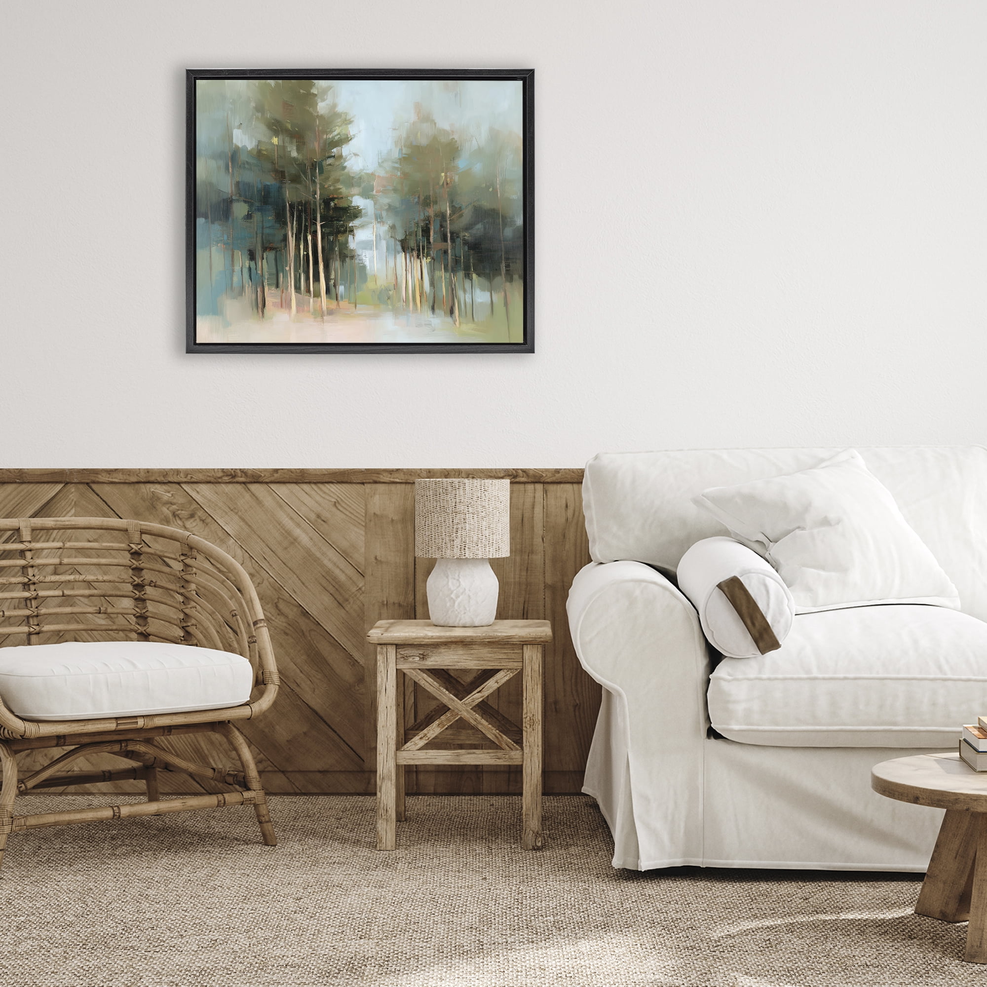 Stupell Industries The Grove Impressionist Forest Black Framed Floater Canvas Wall Art, design by Kim Curinga
