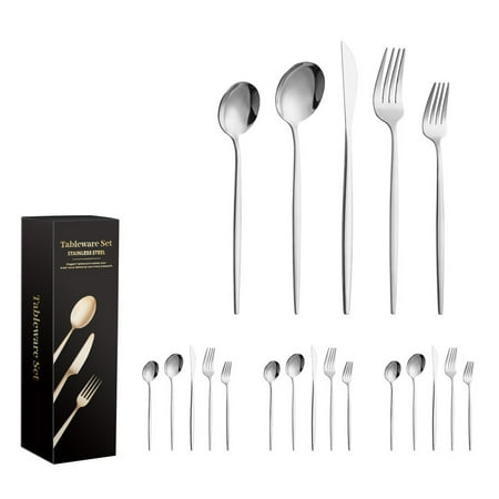 

Tableware Set 20 Pcs Stainless Steel Flatware Set Home Kitchen Safe Table Ware