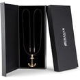 thumbnail image 2 of SERASAR Leather Necklace for Men "Anchor" with Stainless steel Pendant and Magnetic Closure, Gold 60cm, incliding Gift box, 2 of 7