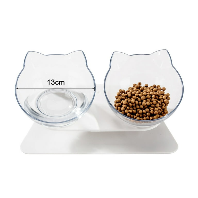 Elevated Cat Bowl with Stand, 15° Transparent Tilted Raised Pet Feeding  Bowl for Cat and Small Dog, Food Grade Material, Nonslip No Spill Pet Food