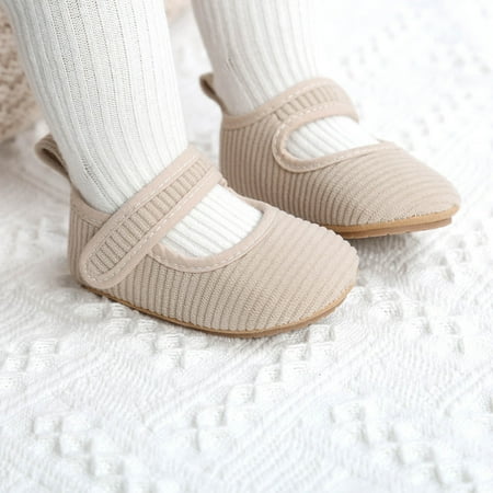 

Lilgiuy Corduroy Baby Infant Kids Girl Soft Sole Crib Toddler Newborn Shoes Princess Sandals Beige 12-15 Months Winter Fashion 2022