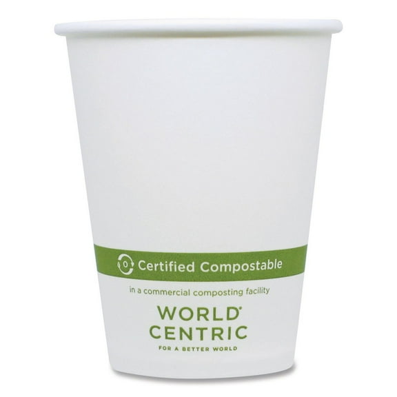 World Centric CU-PA-8 8 oz. Paper Hot Cups - White (1000/Carton)