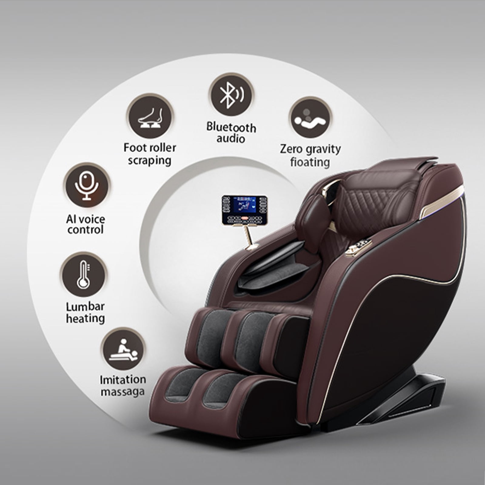 MAYEERTY Zero Gravity Recliner with SL-Track Shiatsu, Waterproof Massage Chair Full Body for Thai Stretching & Airbag Compression, Brown