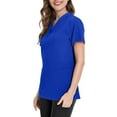 thumbnail image 2 of 4Th Of July Scrub Tops Women, Lightweight Top Shirt V-Neck Multi Pocket Side Slit Short Sleeve Work Casual Polyester Solid Color Blue S, 2 of 4