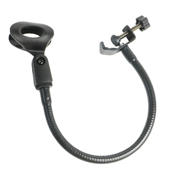 Universal Microphone Desk Mount with Flexible Gooseneck and 360-Degree Adjustable Angle Black Metal