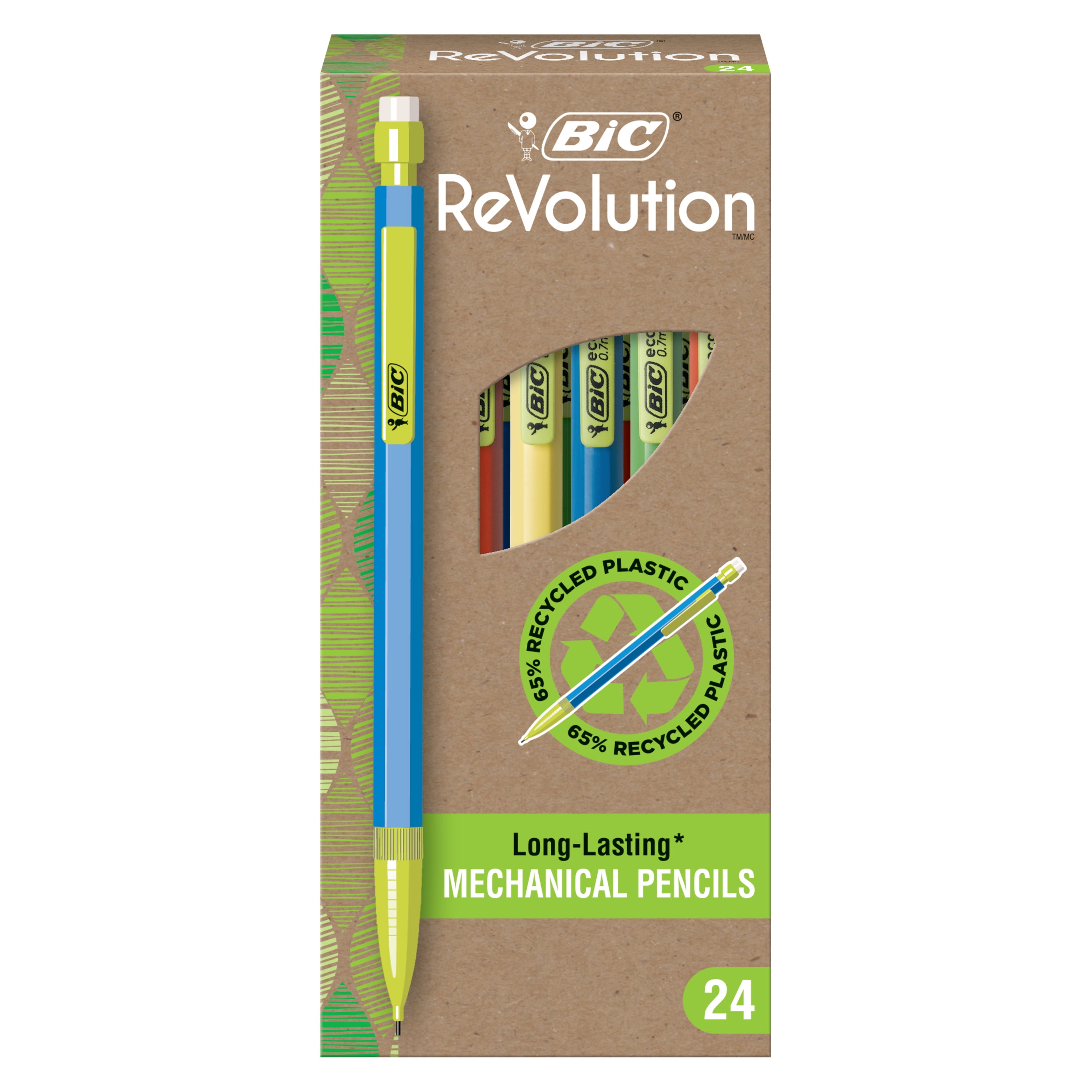 BIC Revolution Xtra Life Mechanical Pencil, Black, 24 Pack