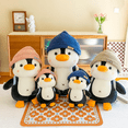 thumbnail image 4 of Mochila Muñeco de peluche de pingüino pequeño con sombrero, compañero de sueño cómodo de pingüino, almohada decorativa, regalo de cumpleaños, 4 of 5