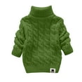 thumbnail image 4 of Children Knitted Top Turtleneck Sweater Jumper Solid Color Sweater for Girls Sweaters Pullover Knitwear Long Sleeve Kids Boys Girls Clothes Green 6-7 Years, 4 of 6