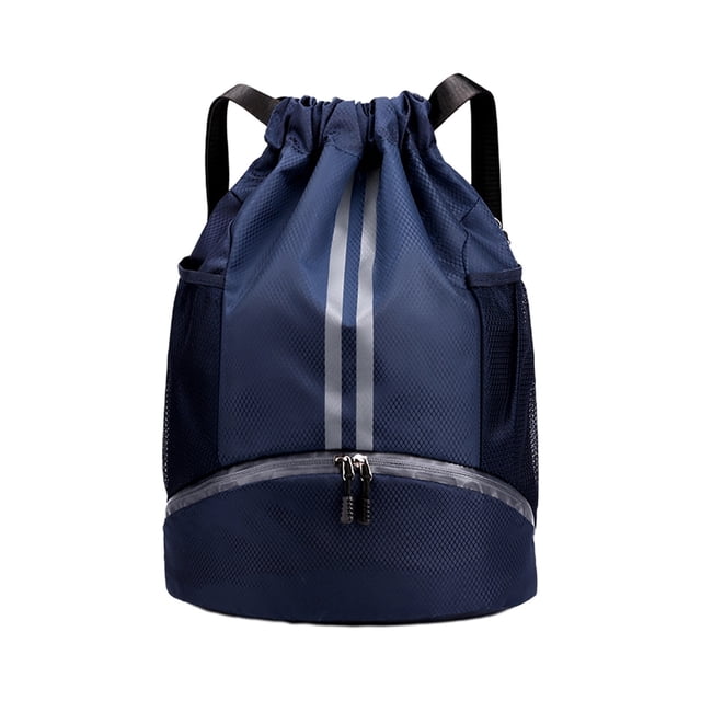 Sports Drawstring Backpack - Water Resistants String Bag With Side Mesh Pockets Shoe Compartment Gym Backpack For Women Men