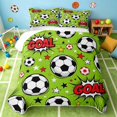 thumbnail image 2 of Manfei Football Sports Quilt Full, Goal Print Full Bedspread Sets, Lime Green Soccer, Colorful Gamepad Reversible 3 Pieces, 1 Coverlet and 2 Pillowcases, 2 of 7