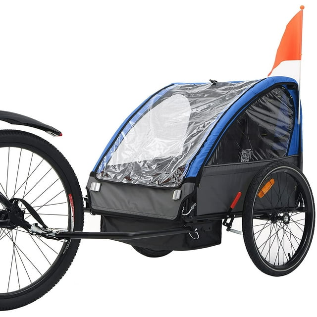 MOJAY Toddler Carrier Bicycle Double Seats Foldable Kids Bike Trailer