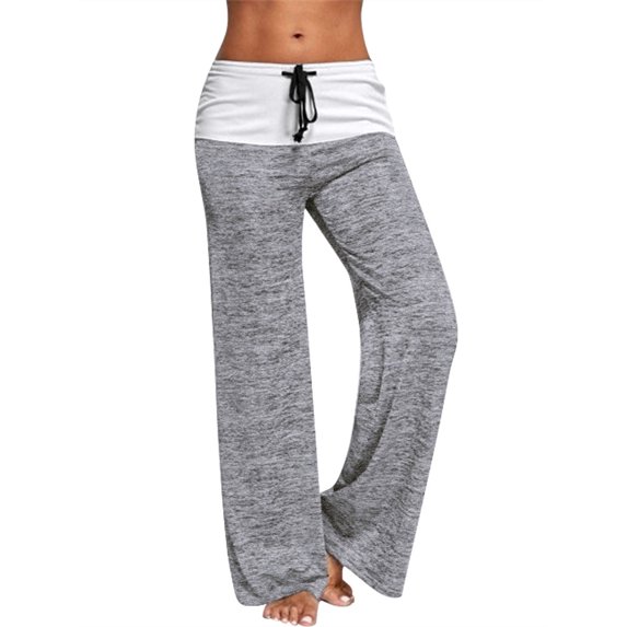 WLJ Women Elastic High Waist Drawstring Wide Leg Yoga Pants
