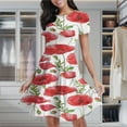thumbnail image 2 of Poppy Flower Draw Women's Classic Swing Skater Dress Casual Work Party Cocktail Dresses, 2 of 6