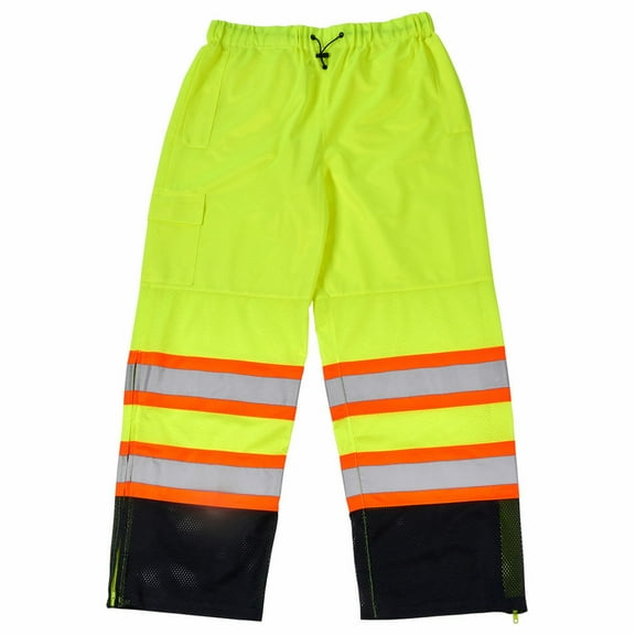 Hi Vis Reflective Pants, Two Tone Mesh Pants, Class E, Lime, L, SAFEGEAR
