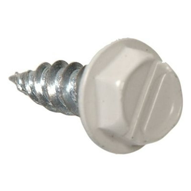 47711 Sheet Metal SelfPiercing Screws, Hex Head, Slotted Gutter, White