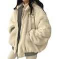 thumbnail image 3 of Jacket for Women Reversible Y2k Zip Up Hoodie Fleece Fur Winter Coat Cutecore Korean Clothes Blue L, 3 of 9