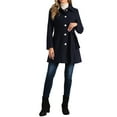 thumbnail image 2 of INSPIRE CHIC Women's Winter Elegant Contrast Color Lapel Collar Long Trench Coat, 2 of 5