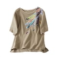 thumbnail image 3 of Jacenvly Hauts pour Femmes Liquidation T-shirt Imprimé de Mode pour Femmes Manches Courtes Blouse Col Rond Décontracté Haut de Printemps et d'Été Hauts à Manches Courtes pour Femmes Tendance, 3 of 9