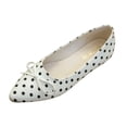 thumbnail image 2 of Puyaiuu Womens Vintage Pointed Toe Polka Dot Bow Flat Slip On Loafer Shoes Daily Fashion Footwear White 39 Gift, 2 of 9