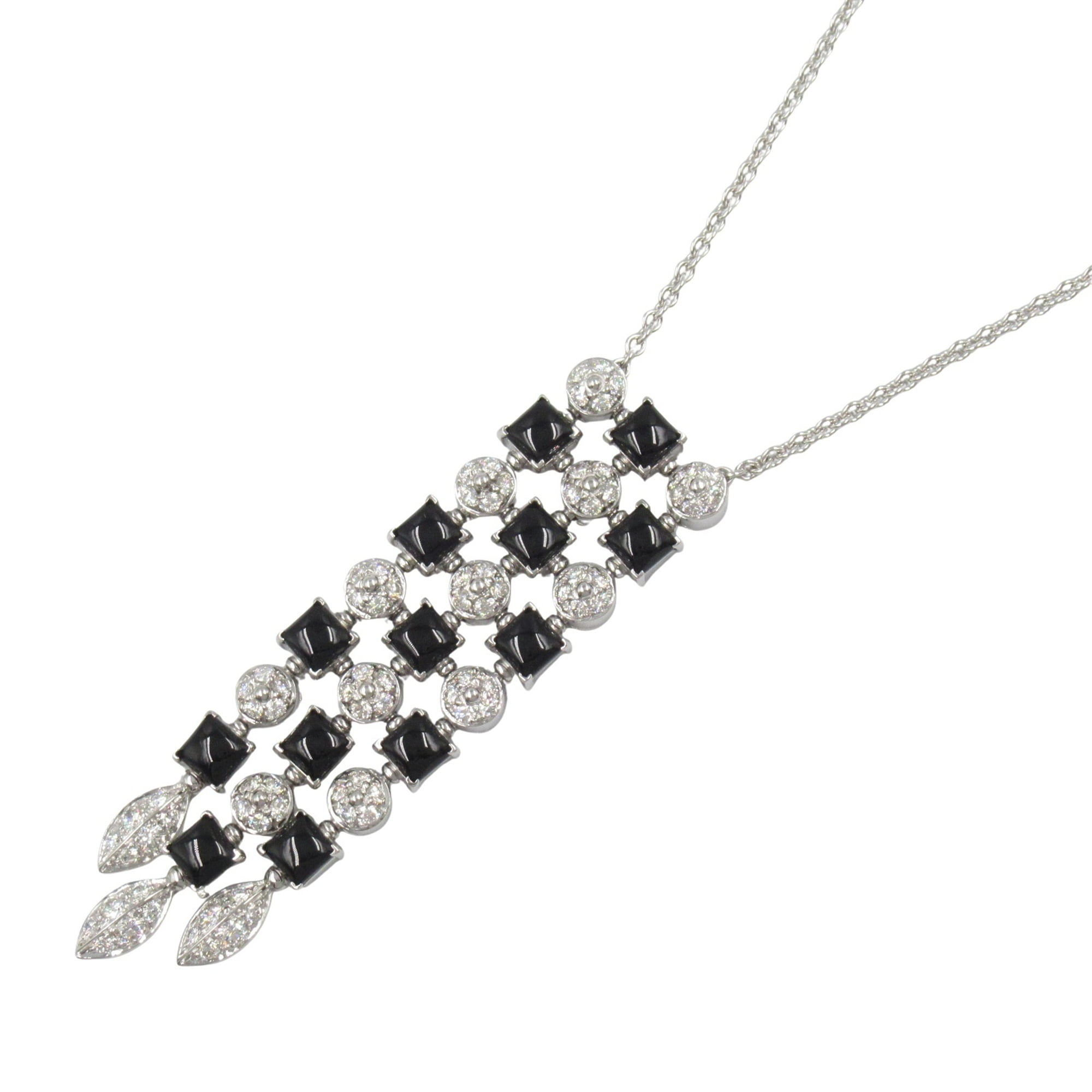 Pre-Owned BVLGARI Lucia Necklace, Diamond and Onyx, 18K White Gold, Women's, Clear... (Good)
