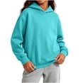 thumbnail image 3 of Afuyipoi Kids Solid Color Long Sleeve Hooded Sweatshirt With Pocket 100% Cotton Size 2-14 Years Sky Blue Size 13, 3 of 8