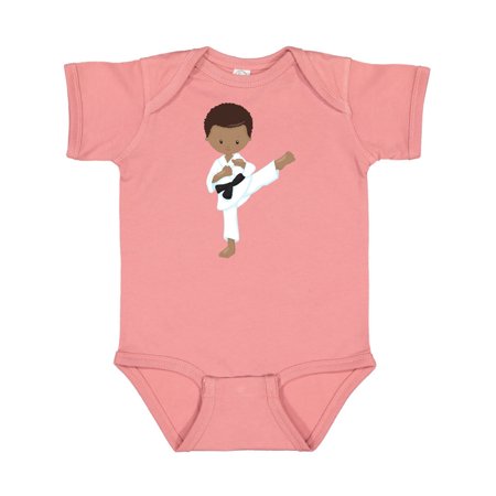 

Inktastic African American Boy Karate Pose Black Belt Gift Baby Boy Bodysuit