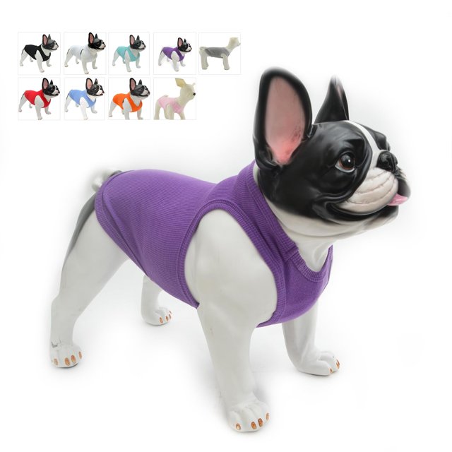 Lovelonglong Ropa De Verano Para Mascotas Ropa Para Perros Camisetas En Blanco Tanques Acanalados Chalecos De Hilo Superior Para Perros Grandes, Medianos Y Pequeños 100% Algodón Púrpura L-L