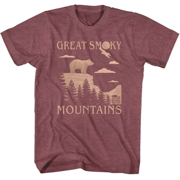 National Parks Great Smoky Mountains Vintage Maroon Heather Adult T-Shirt