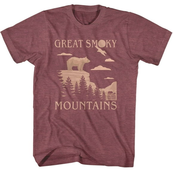 National Parks Great Smoky Mountains Vintage Maroon Heather Adult T-Shirt