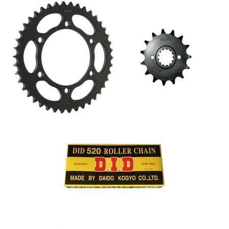 DID Standard 520 Chain Natural, SUNSTAR Front & Rear Sprocket Kit for Street KAWASAKI EX250 Ninja 1986-1987