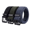 thumbnail image 5 of Un cinturón de lona de color caqui para hombres y mujeres, cinturón de lona ajustable de doble orificio de 115 cm × 3,8 cm para hombres y mujeres, 5 of 5