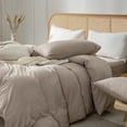 thumbnail image 2 of ZOVAN Duvet Cover Set 100% Washed Cotton Super Soft Breathable ( Khaki, Full), 2 of 7