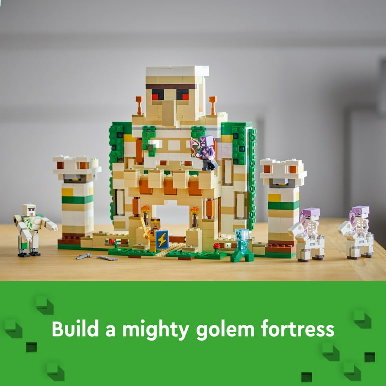 LEGO Minecraft The Iron Golem Fortress 21250 Building Toy Set Playset Featuring a Crystal Knight and Golden Knight A Fortress and a Giant Golem