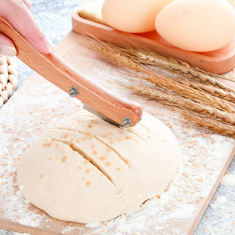 Wooden Baking Bread Cutter Slashing Tools Bread Scorer Blade Knife Handled  Lame Marking with 5 Blades European Bread Cutting