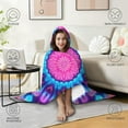 thumbnail image 4 of Wearable Blanket,Colorful Tie Dye Mandala Pattern Hooded Wearable Flannel Blanket for Adults & Teens,Winter Poncho Shawl Wrap Cape Cozy Anti-Pill,50"x60", 4 of 5