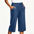 thumbnail image 2 of Oksale Denim Wide Leg Capris for Women Stretch High Waisted Jean Capri Pants with Pockets Loose Cozy Summer Vacation Outfits 2026 Blue M, 2 of 9