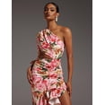 thumbnail image 4 of Vestido romántico de boda Tsukko con estampado floral de un solo hombro, 4 of 5