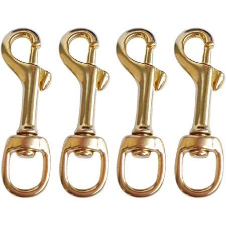 4 Pieces Brass Single Ended Swivel Eye Bolt Snap Hook Clip Buckle fit for Straps Bags Belting Outdoors Tents Scuba Diving Dog Clips