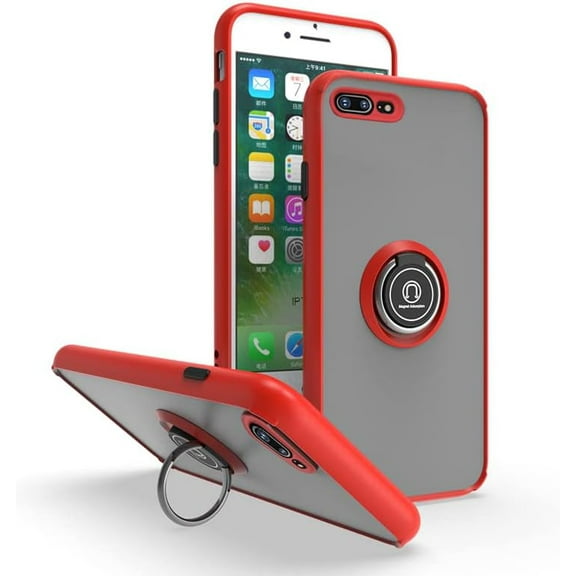 is Specially Designed for iPhone 7 Plus/8 Plus Anti-Scratches,Anti-Fingerprint, Built-in 360° Rotating Ring Bracket Solid and Durable Magnetic car Phone case, Suitable for 5.5inches Women-Red