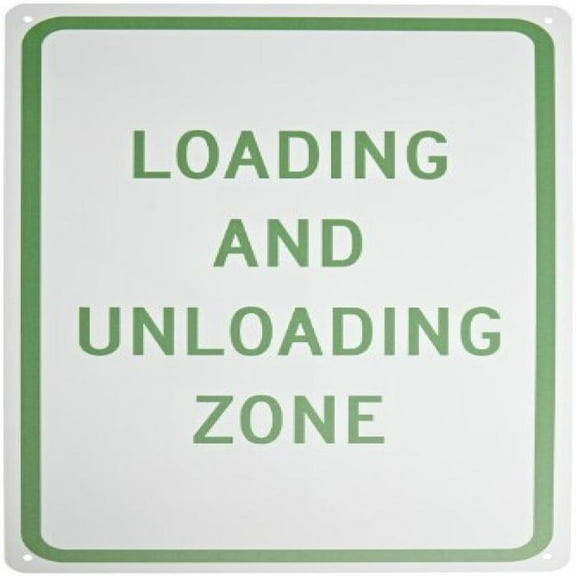 NMC TM61G Traffic Sign, Legend LOADING AND UNLOADING ZONE, 12 Length x 18 Height, 0.040 Aluminum, Green On White